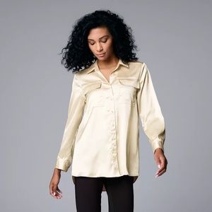 Simply Vera Vera Wang Satin Utility Shirt